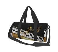 Tecla de Piano Elegante con Notas Doradas en Negro, Bolsa de Viaje de Gran Capacidad, Bolso Redondo, Bolsa de Viaje Deportiva, Bolsa de Mano, Bolsa de Fitness