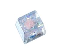 Tecla de resina translúcida con diseño de flor epoxi, altura única para teclado mecánico, 1 unidad
