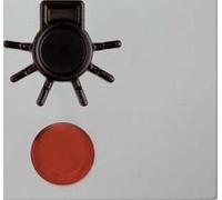 Tecla simple con lente rojo y símbolo luz en relieve, series berker S.1/ B.3/ B.7 de hager, blanco polar, mate