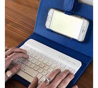 Teclado Audio Teclado Android Mini para Bluetooth inalámbrico Cuero para teléfono iPhone Teclado portátil Teclados Luminosos (Blue, One Size)