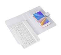 Teclado Bluetooth con Bandeja Desmontable Funda Tipo Libro Universal Ligero y Compacto para Teléfonos iOS Visualización Manos Libres (White)