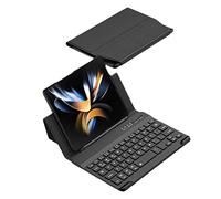 Teclado Bluetooth inalámbrico con Soporte Plegable Funda de Piel para Samsung Galaxy Z Fold 3 Case, Combo de Teclado Bluetooth Mute y Funda de teléfono para Fold 3 (Grano)