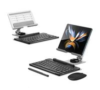 Teclado Bluetooth inalámbrico/ratón/lápiz capacitivo/soporte plegable giratorio para Samsung Galaxy Z Fold 4/Fold 3 (plata)