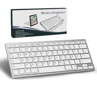 Teclado Bluetooth inalámbrico, teclado inalámbrico alemán QWERTZ, mini teclado compacto ultrafino inalámbrico para iPad, Mac, portátil, tableta, Surface, teléfono, ordenador, Windows/Android/iOS,