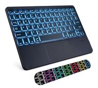 Teclado Bluetooth retroiluminado y panel táctil, pequeño teclado inalámbrico portátil, recargable, iluminado, universal para Android, Samsung, tableta, escritorio, portátil, Surface Phone, iPad