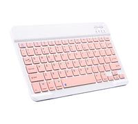 Teclado Bluetooth ultradelgado portátil mini teclado inalámbrico recargable para Apple iPad iPhone Samsung Tablet teléfono Smartphone iOS Android Windows (10 pulgadas rosa)