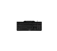 Cherry KC 1000 SC, Teclado de Seguridad con Cable y Lector de Tarjetas Integrado, Distribución Belga (AZERTY), Plug & Play (USB-A), Diseño Plano, Negro