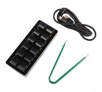Teclado compacto con una sola mano, 130 x 55 mm, plug-and-play (negro) | 12 teclas programables, macros complejas, flujos de trabajo eficientes, adecuados para profesionales