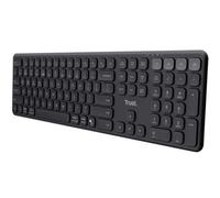 Trust Vaiya Teclado Inalámbrico Bluetooth + 2.4 GHz QWERTY Español, Teclado Bluetooth Multidispositivo Recargable con Numpad, 55% Plástico Reciclado, Windows iOS iPadOS macOS Android, Negro