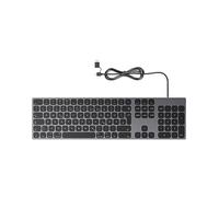 Teclado con cable de aluminio para Apple Mac OS: puerto USB/USB-C, Plug and Play, completo, delgado y duradero con teclado numérico para iMac, Mac mini o MacBook, color gris