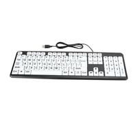 Teclado con Cable, Teclado de Baja Visión, con Teclas Blancas de Impresión Grande, Accesorios de Computadora, Teclado para Personas Mayores, Negro, para Oficina, Hogar, Juegos de