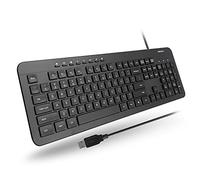 Teclado con cable, teclado Macally Plug and Play para computadora con cable, teclado externo delgado para portátil y escritorio, teclado USB con cable de 5 pies y teclado numérico, teclado de PC para