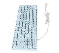 Teclado con Cable Teclado para Juegos Teclas Redondas Plug and Play Conexión USB 87 Teclas de Oficina (Azul)