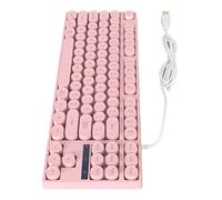 Teclado con Cable Teclado para Juegos Teclas Redondas Plug and Play Conexión USB 87 Teclas de Oficina (Rosa)