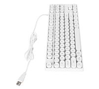 Teclado con Cable Teclado para Juegos Teclas Redondas Plug and Play Conexión USB 87 Teclas de Oficina (Blanco)