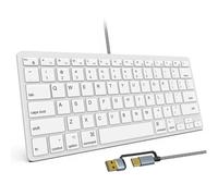 Teclado con cable ultrafino para Apple Mac, cable de conversión USB y tipo C, 78 teclas de tijera, teclas de acceso rápido multimedia, compatible con MacBook, iMac Mini y Pro, computadoras portátiles