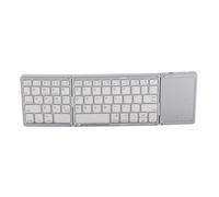 Teclado con Panel Táctil, Teclado Plegable Que Ahorra Espacio, Batería de 140 MAh, Alta Compatibilidad para Tableta, Computadora Portátil y Teléfono Inteligente (Blanco Plateado)