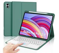 Teclado con Trackpad para Redmi Pad Pro 12.1"/Xiaomi Poco Pad 12.1" 2024, Funda para Redmi Pad Pro/Xiaomi Poco Pad con Español Ñ Teclado Desmontable Inalámbrica para Xiaomi Redmi Pad Pro, Verde oscuro