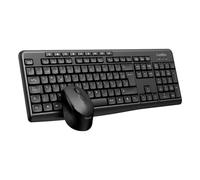 CoolBox COO-KTR-03W - Paquete de teclado y ratón inalámbricos de 2,4 GHz con diseño ergonómico y silencioso. Teclado español con 105 teclas y bloque numérico, ratón ajustable de 1600 ppp. Negro
