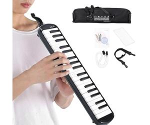 Teclado de 32 teclas Melódica Air Keyboard, Musical Instrument with Carrying Bag, Beginner & Professional Harmonium Keyboard for Music Practice, Band, and Performance Color Black