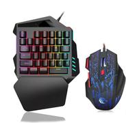 Teclado de 35 teclas con cable con una sola mano con mouse colorido agujero, un clic para iluminar tu experiencia de juego. Ratón de ocho colores opcionales, encanto colorido, ¡juega el juego!