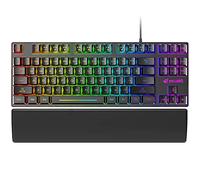 Teclado de 87 Teclas con Cable para Juegos con sensación mecánica Arco Iris LED retroiluminado ergonómico de Espuma de Memoria Soporte de muñeca Antideslizante Antideslizante para PC