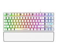 Teclado de 87 Teclas con Cable para Juegos con sensación mecánica Arco Iris LED retroiluminado ergonómico de Espuma de Memoria Soporte de muñeca Antideslizante Antideslizante para PC Gaming Keyboard