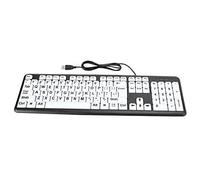 Teclado de Computadora Banapo con Letra Grande, Negro y Blanco, USB con Cable, 104 Teclas, QWERTY, Portátil, Accesible para Personas Mayores y Discapacidad Visual