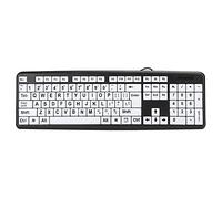 Teclado de Computadora con Letra Grande, Teclado USB de Alto Contraste con Cable con Letras Impresas de Gran Tamaño para Personas con Discapacidad Visual, Personas Mayores con Baja Visión(Negro)