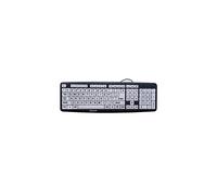 Nuklz N Teclado de computadora de impresión grande | Teclado con discapacidad visual | Teclas blancas y negras de alto contraste que facilitan la escritura, perfecto para personas mayores y aquellos