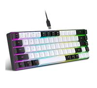 Teclado de Computadora, Teclado para Juegos de Membrana con Cable RGB Retroiluminado Plug and Play Color de Contraste para Oficina (Blanco Negro)