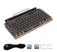 Teclado de Máquina de Escribir Retro, Teclado Mecánico Vintage de 83 Teclas para Juegos con Extractor de Teclas, Teclado Inalámbrico con Retroiluminación para Computadora (Color de Grano de