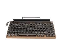 Teclado de Máquina de Escribir Vintage, Teclado Mecánico Inalámbrico de 83 Teclas con Tapa Redonda de Metal Punk, Iluminación RGB de Siete Colores, Batería de Litio de (Color de Grano de