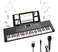 Teclado de piano, 61 teclas, pianos de juguete musical para niños con teclas iluminadas y modos de enseñanza profesional, altavoz dual, 70 demos, 100 tonos, 100 ritmos, regalo perfecto de Navidad