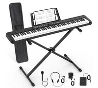Teclado de piano de 88 teclas, piano digital electrónico semipesado con soporte de música, fuente de alimentación, pedal de sostenimiento, Bluetooth, soporte, MIDI, para principiantes profesionales en
