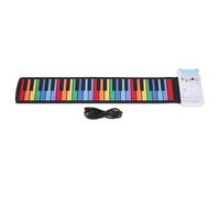 Teclado de Piano de Rollito Plegable Portátil con Altavoz 49 Teclas Coloridas USB Recargables de Silicona Electrónica Rollo Manual de Rollo Manual