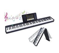 Teclado de piano digital plegable de 88 teclas,pedal de sostenimiento electrónico portátil y simplemente lecciones de piano y salida de audio para auriculares MIDI, adecuado para principiantes