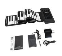 Teclado De Piano Electrico Para Principiantes Piano Electrónico Portátil De 88 Teclas Teclado Flexible De Silicona Suave ABS Piano Digital Enrollable Con Bocina Y Pedal(88 Black)