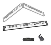 Teclado de piano electrónico plegable de 88 teclas, piano digital portátil con teclas Bluetooth MIDI sensibles al tacto Batería recargable Sustain Pedal Piano Bag para principiantes, niños y adultos
