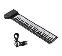 Teclado de piano enrollable de 49 teclas, instrumento de música electrónico plegable para regalo principiante (negro)