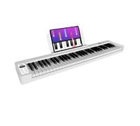 Teclado de piano plegable Piano eléctrico sensible al tacto de 61 teclas Piano de viaje portátil Soporte recargable Modo MIDI Bluetooth for principiantes, adolescentes y adultos (Color : White)