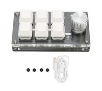 Teclado de una Mano, Mini Teclado Programable DIY de 6 Teclas Plug and Play con Botón para PC (Blanco)