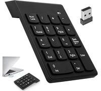 Teclado digital inalámbrico, teclado numérico Bluetooth, teclado numérico ergonómico portátil mini con receptor USB, teclado numérico de escritorio 18 teclas para ordenador portátil/superficie Pro/PC