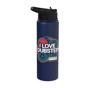 Teclado DJ de vinilo con texto en inglés «I Love Dubstep Music» Stainless Steel Insulated Water Bottle