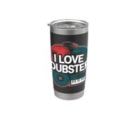 Teclado DJ de vinilo con texto en inglés «I Love Dubstep Music» Vaso térmico de acero inoxidable de doble pared