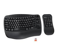 Teclado ergonómico Bluetooth con teclado inalámbrico Ergo con reposamuñecas, teclado portátil con números separados, teclado Win/Macos integrado con inclinación ajustable para computadora, computadora