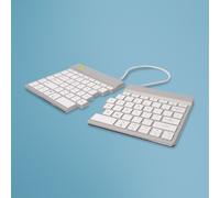 Teclado ergonómico dividido - R-GO TOOLS - Bluetooth 5.0 - QWERTY US - Software de pausa - Blanco