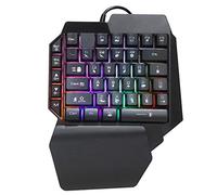 Teclado Gaming de Una Mano con Iluminación Llamativa para Computadora PUBG, Accesorio Mecánico para Jugadores Apasionados, Inyección ABS de Dos Colores, 39 Teclas, Manual en Inglés