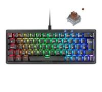 Mars Gaming MKMINIPRO, Teclado Mecánico Ultra-Compacto 60%, Switches Mecánicos Hot-Swappable, Iluminación RGB Chroma, Teclado Gaming Antighosting, Multiplataforma, Switch Marrón, Español, Negro