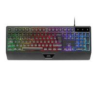 Mars Gaming - MK124, Teclado Ergonómico H-Mech, Reposamuñecas Integrado, Iluminación FRGB Rainbow, Teclado Gaming Anti - MK124ES